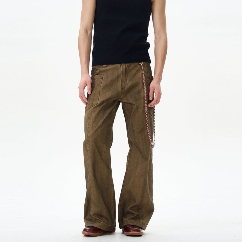 Brown Military Wide Leg Pants