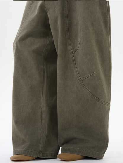 Olive Wide-leg Cargo Chain Pants