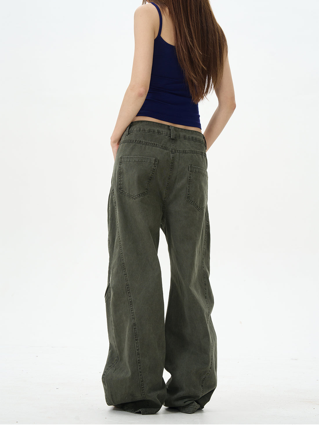 Olive Cargo Wide Leg Pants