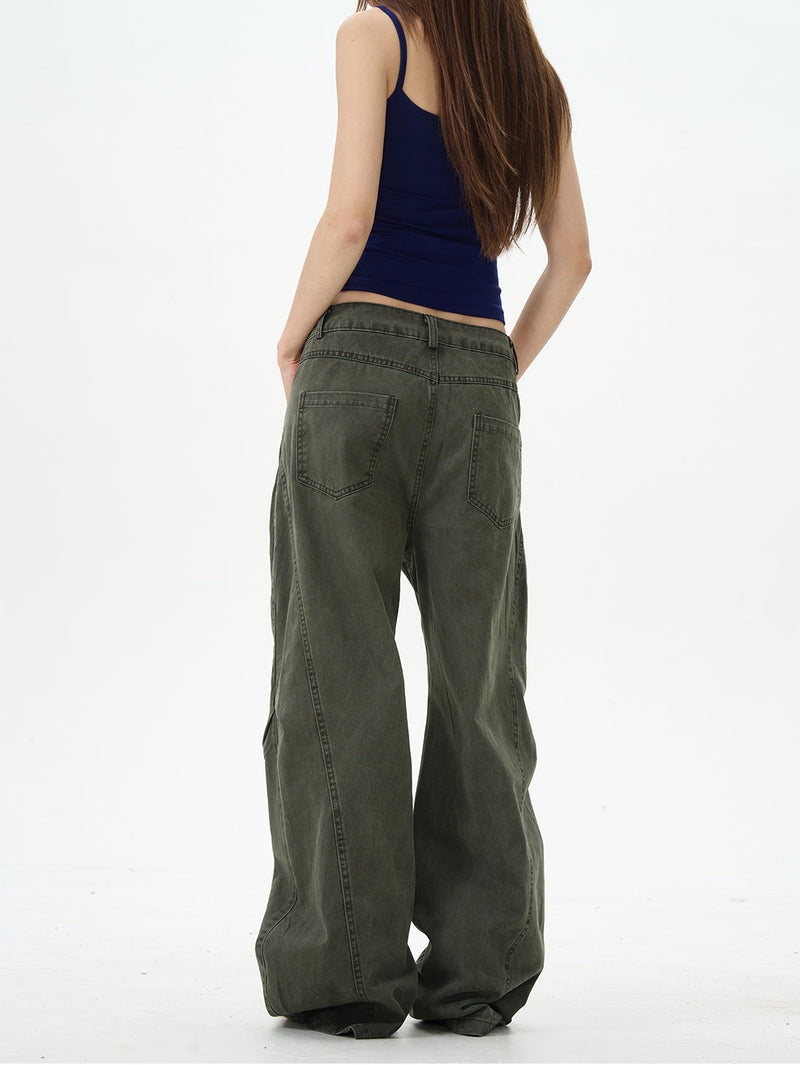 Olive Cargo Wide Leg Pants