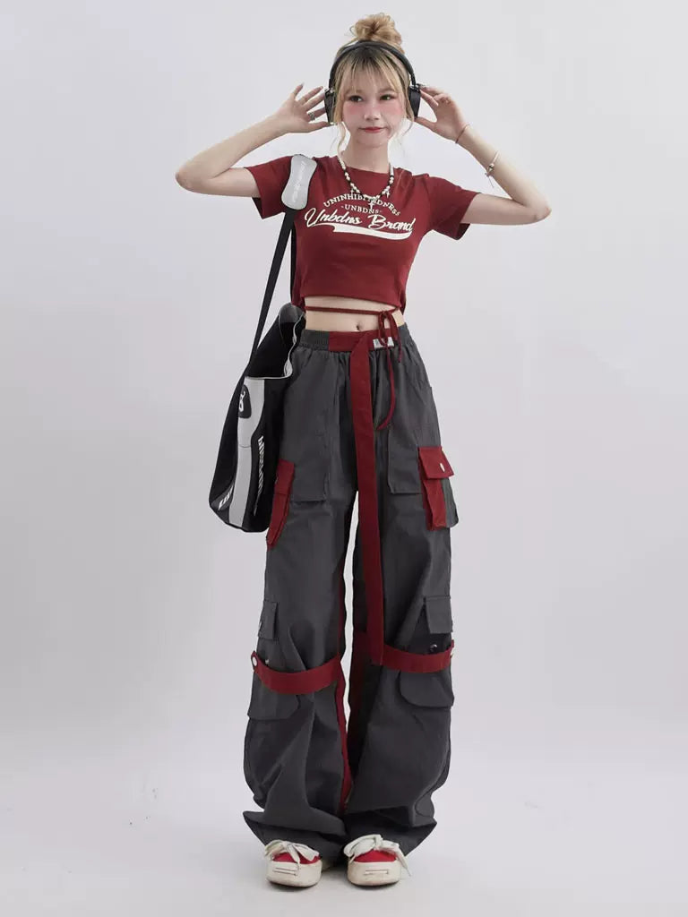 Contrast Multi-pocket Pants