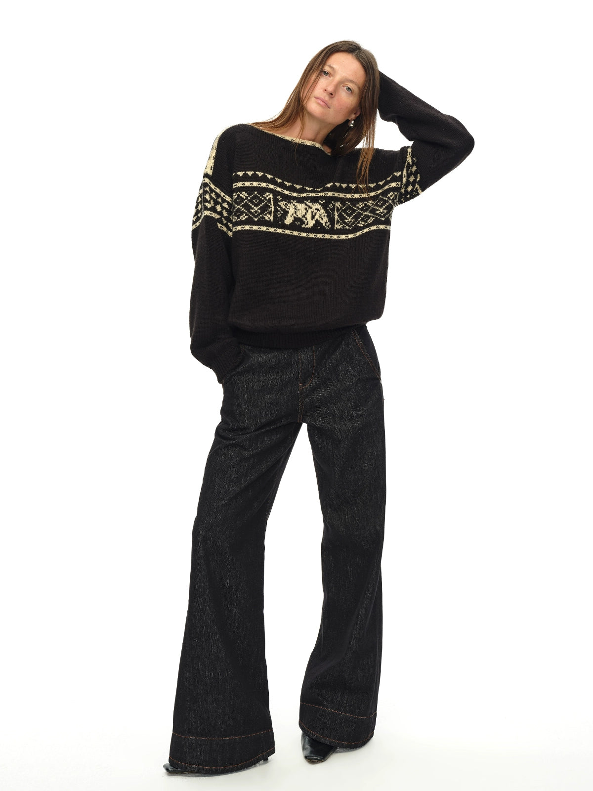 Black Off-shoulder Loose Sweater