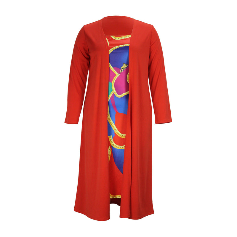 Clothing Spring Autumn Tube Top Dress Long Coat Two Piece Set