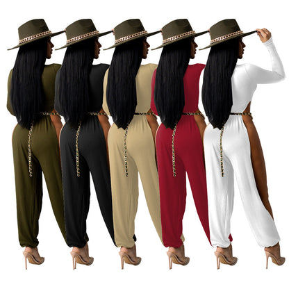 Clothing Open-leg Jumpsuit Color High-elastic Artificial Cotton Fabric Jumpsuit for