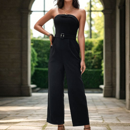 Tube Top Jumpsuit Summer Sleeveless Office One Piece Trousers