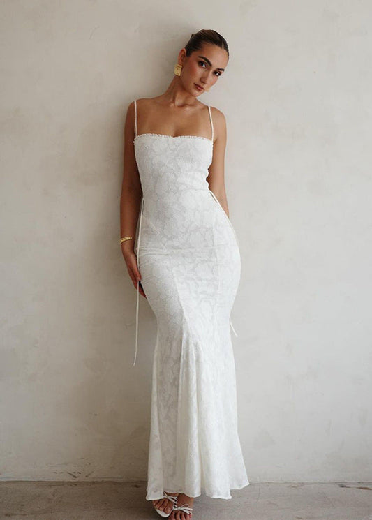 Seraphina - Lace-back Satin Maxi Dress