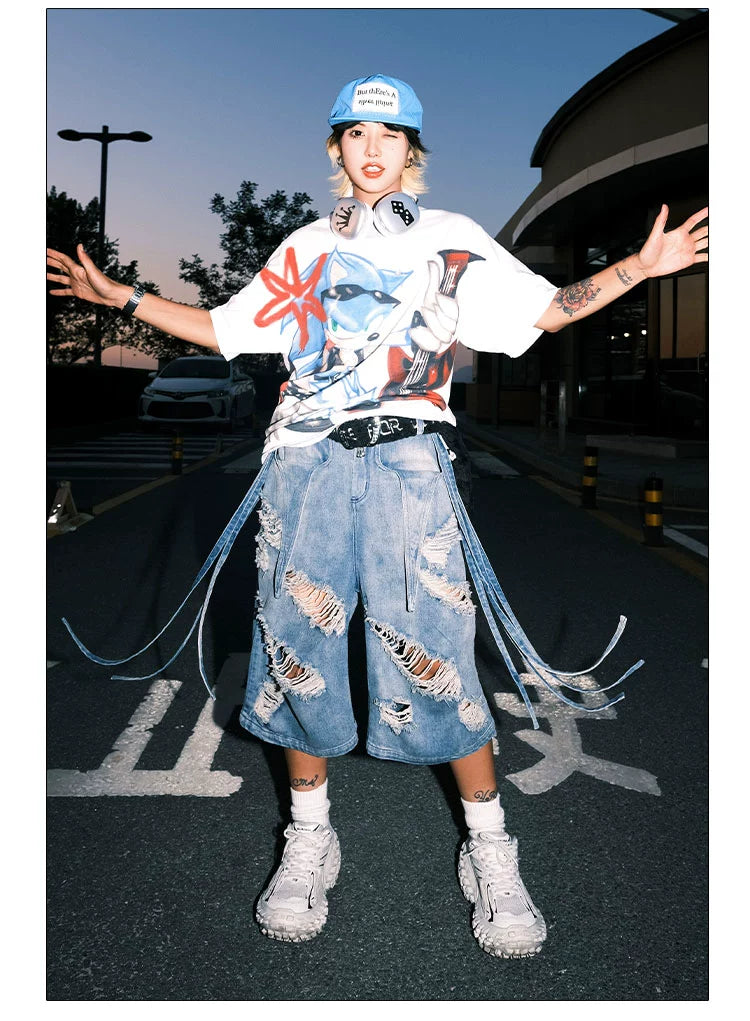 Dnd4des Distressed Denim Bermuda Shorts
