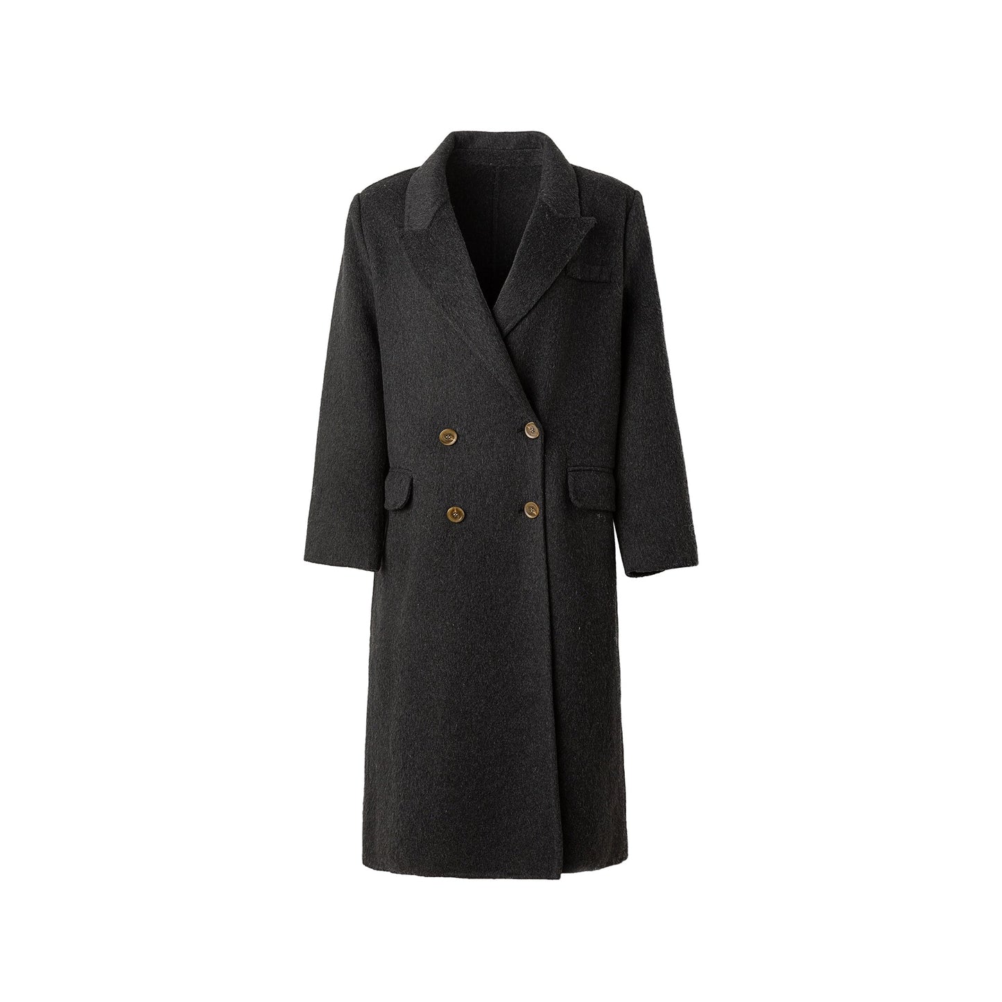 Mid-length Regular Shoulder Wool Coat