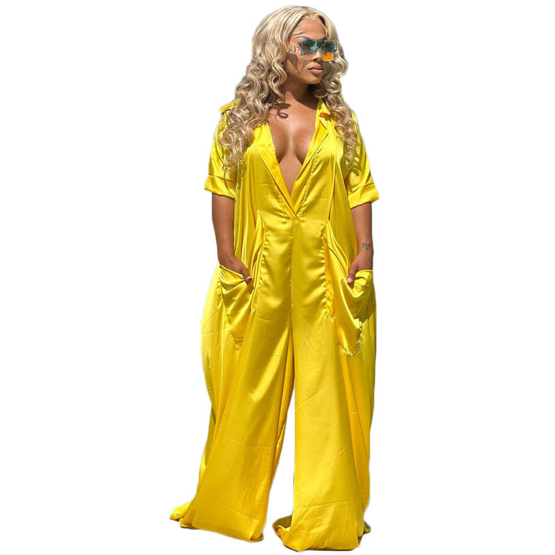 Clothing Summer Clothing Loose V Neck Jumpsuit