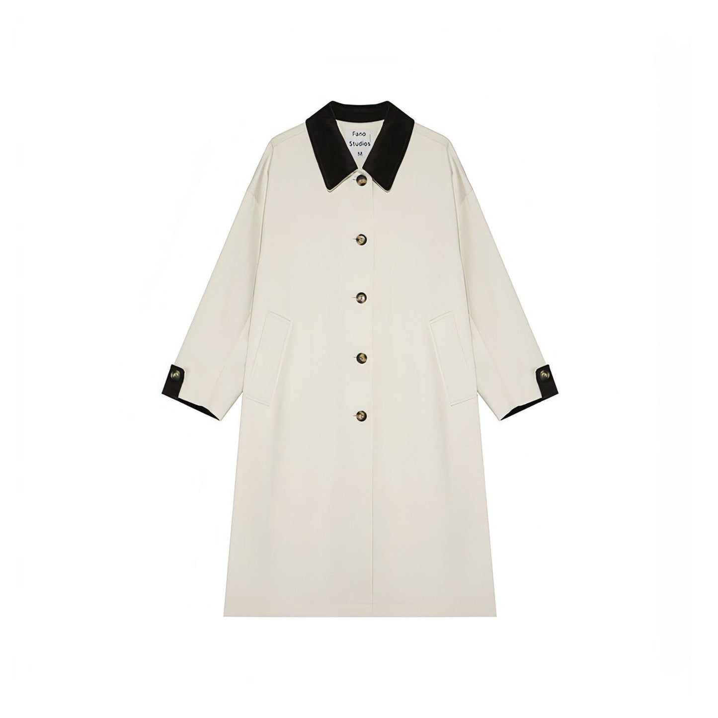 New Retro Color-block Long Trench Coat