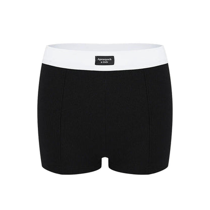 Black and White Contrast Trim Crop Top and Shorts Set