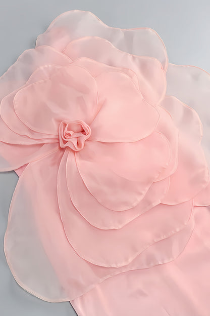 Alaya Slant Shoulder 3d Midi Dress-pink