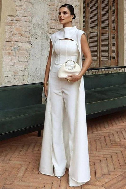 Long Cape Top Slim Jumpsuit Suit