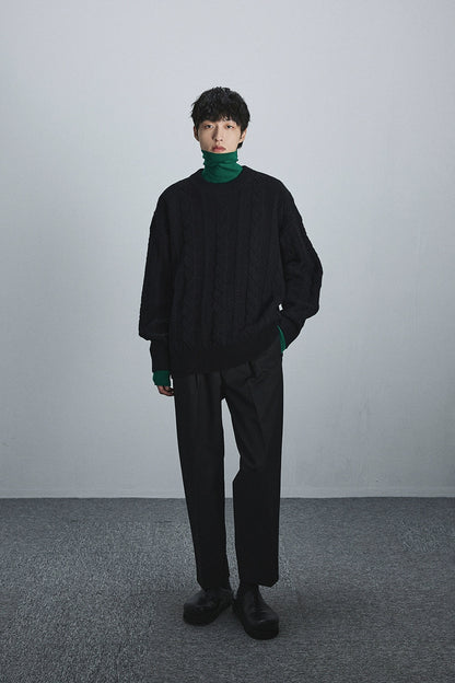 Semi-elastic Waist Wide-leg Cropped Pants