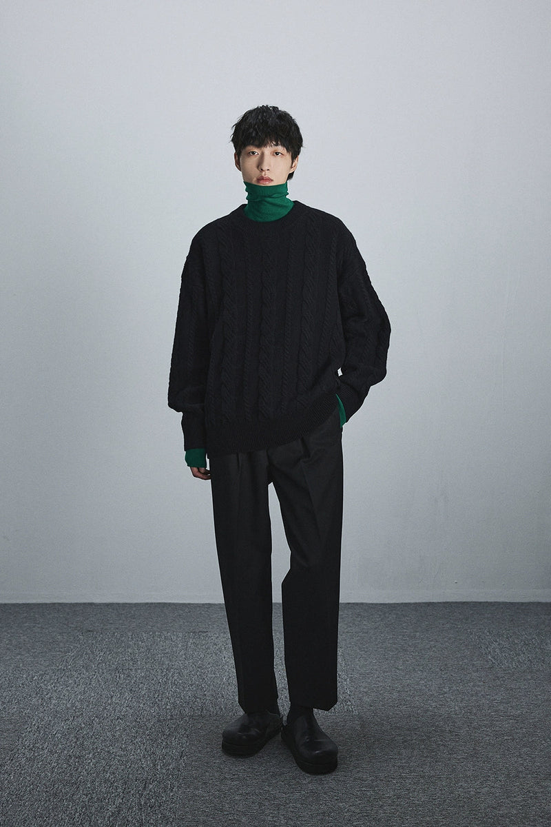 Semi-elastic Waist Wide-leg Cropped Pants