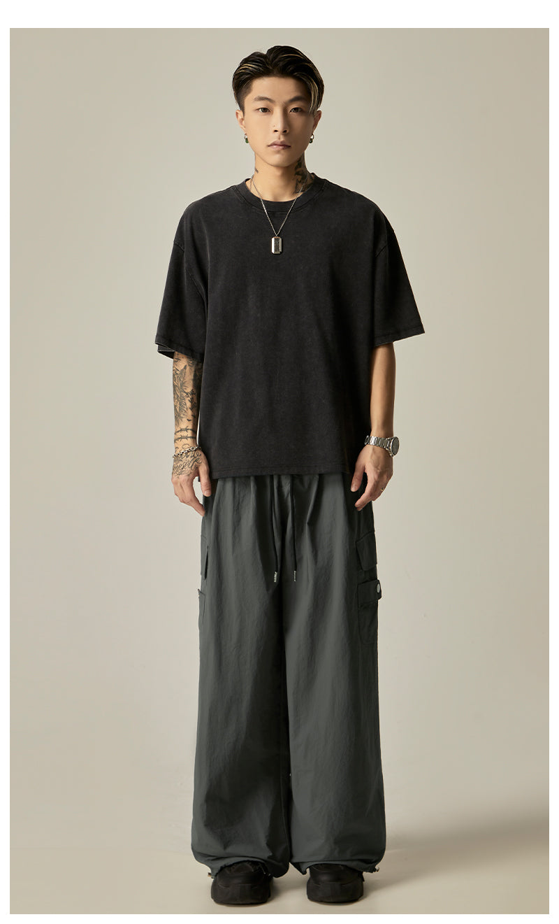 Charcoal Wide Leg Utility Pants