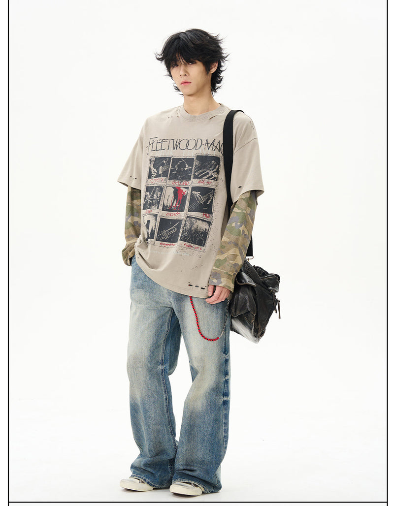 Layered Camo Sleeve T-shirt