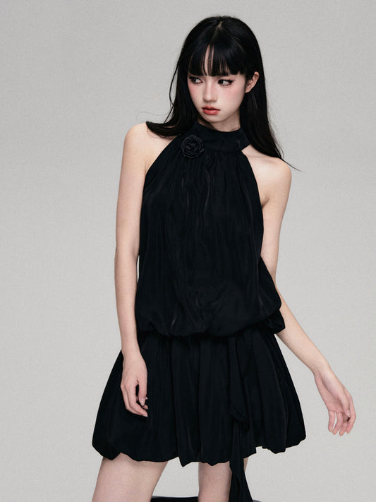Luluswings Halter Neck Bubble Hem Mini Dress - Cocktail Attire