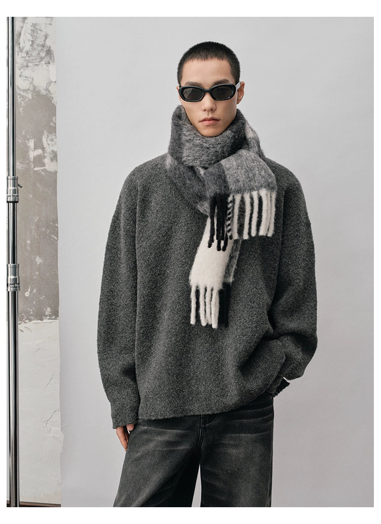 Straight-cut Oversized Crew Neck Sweater