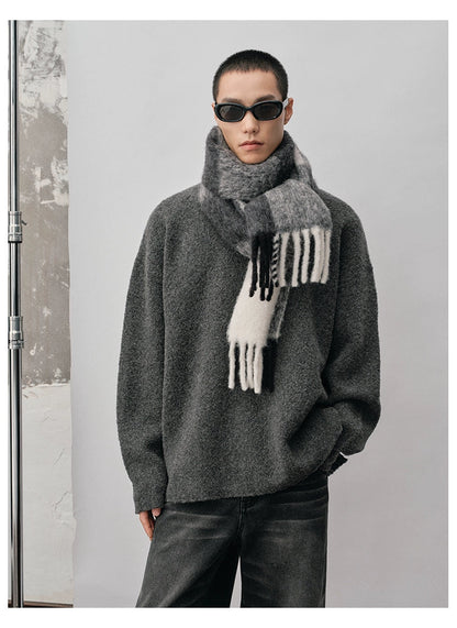 Straight-cut Oversized Crew Neck Sweater
