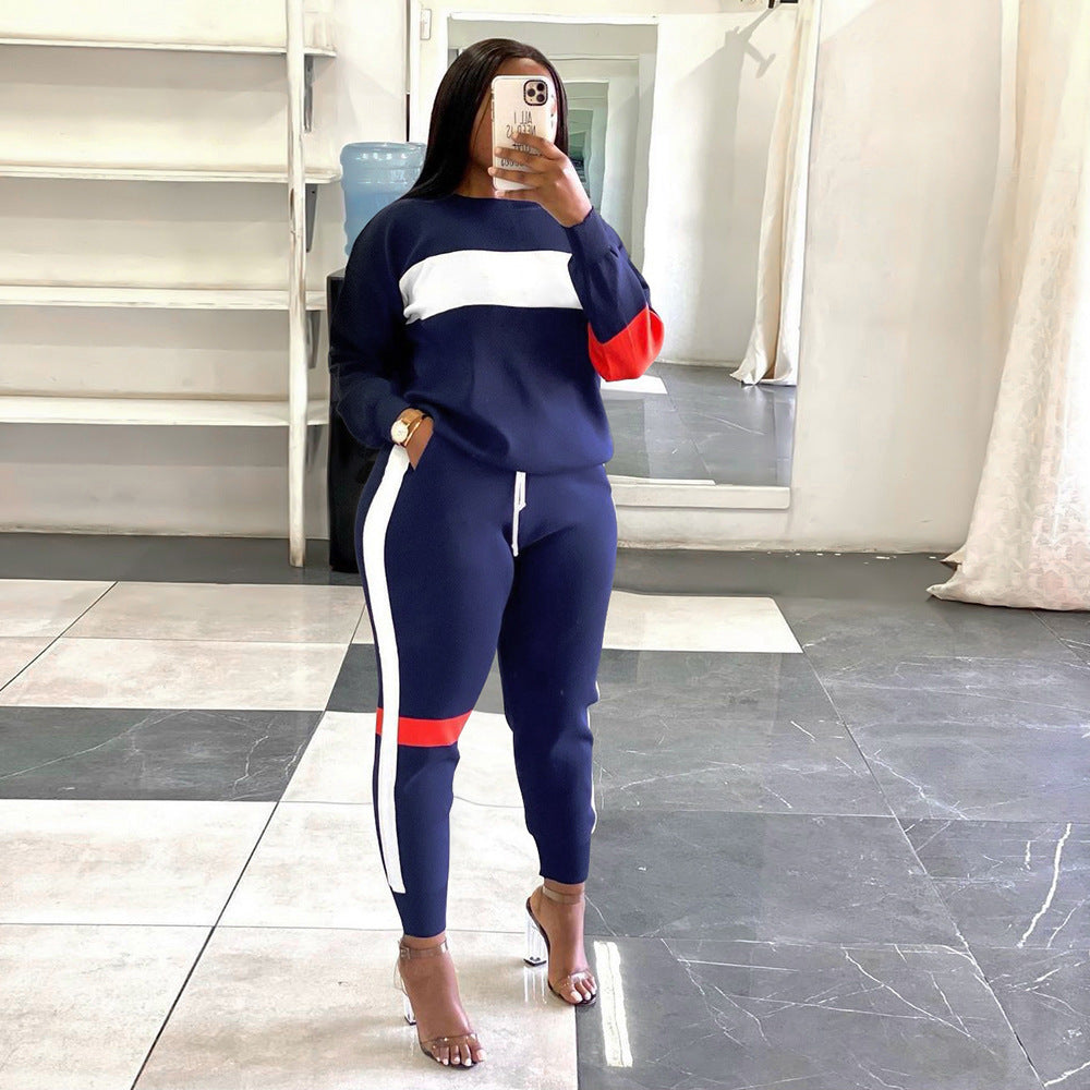 Clothing Sweater Patchwork Stripes Suit Sports Long Sleeve Clothing
