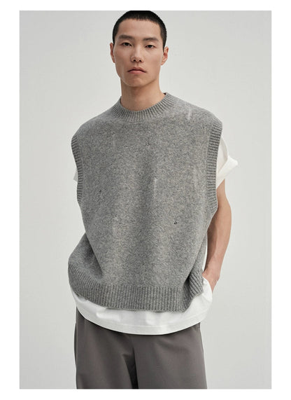 Irregular Distressed Open-knit Cardigan/vest