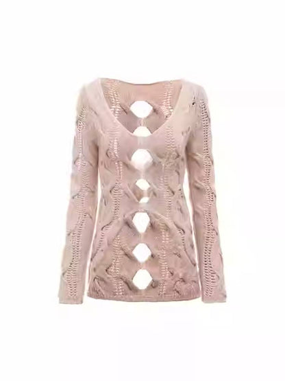 Slim Distressed Cable Knit Sweater