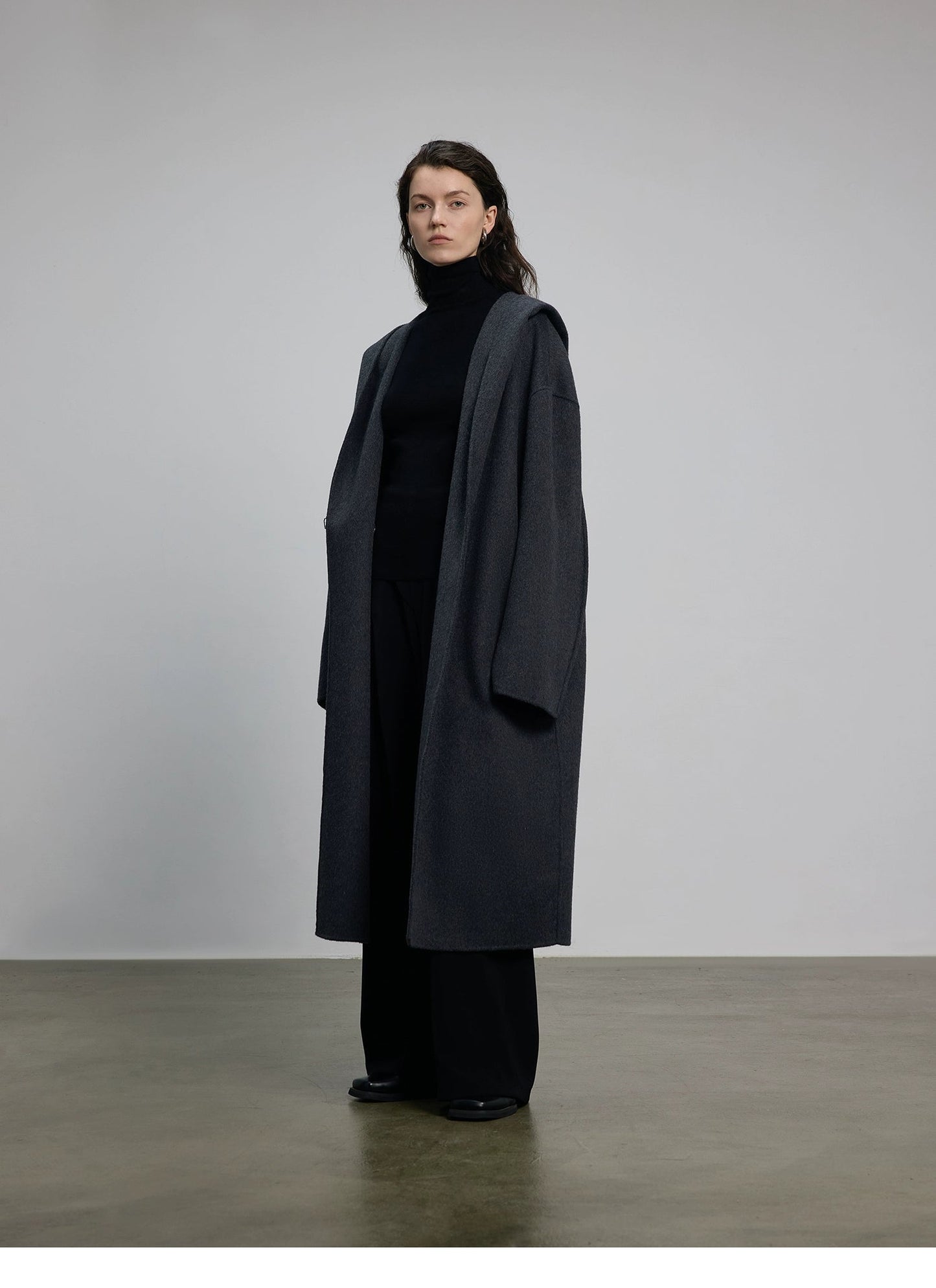 Hooded Long Woolen Coat