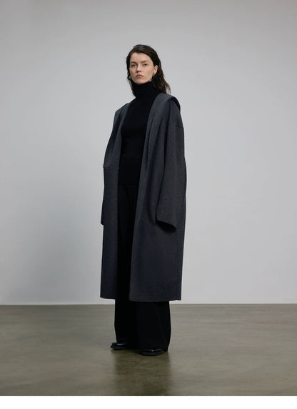 Hooded Long Woolen Coat