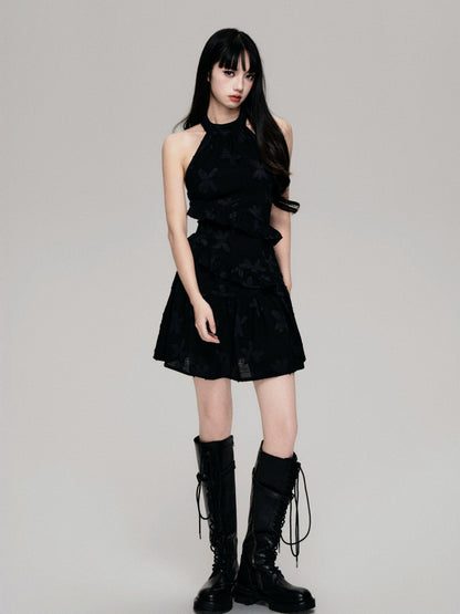 Luluswings Tiered Chiffon Halter Mini Dress - Romantic Ruffled Cocktail Dress