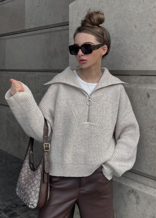 Cozy Ribbed Half-zip Sweater
