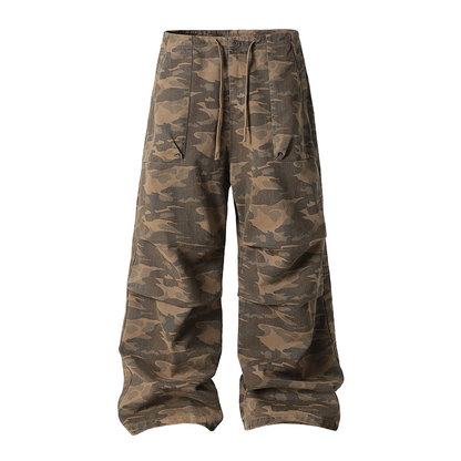 Camouflage Pleated Paratrooper Work Pants