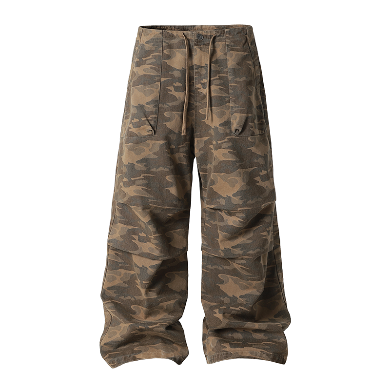 Camouflage Pleated Paratrooper Work Pants