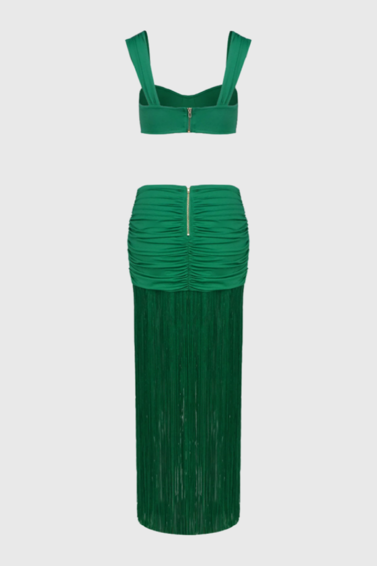 Darcy High-waisted Strappy Fringed Maxi Dress