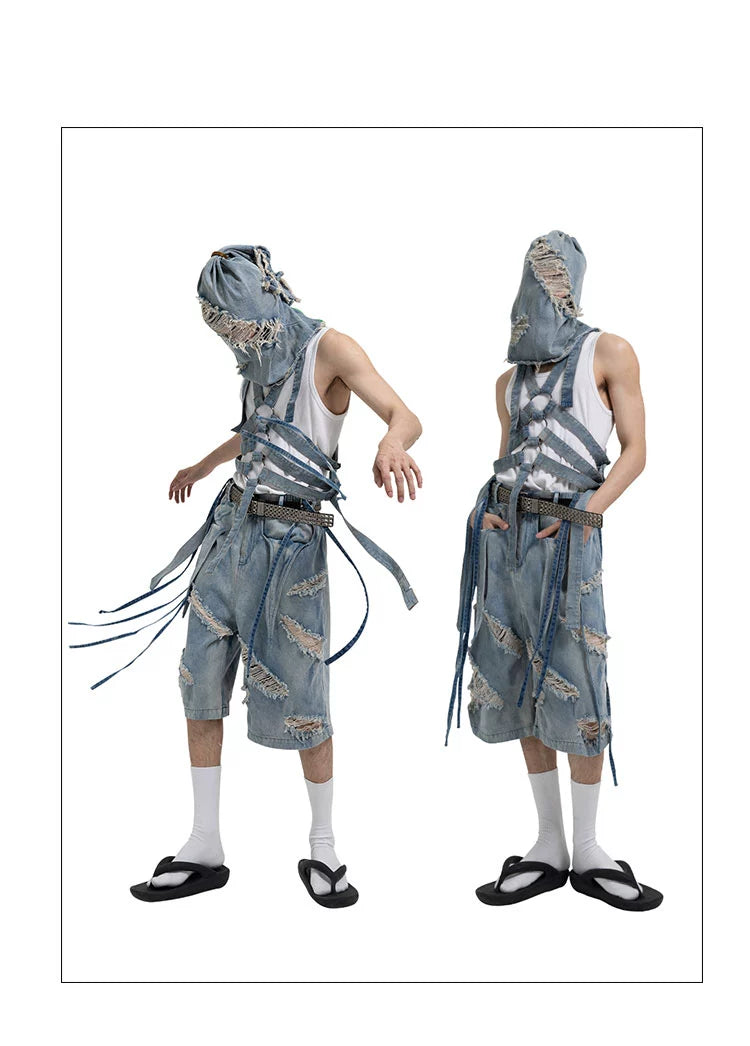 Dnd4des Distressed Denim Bermuda Shorts