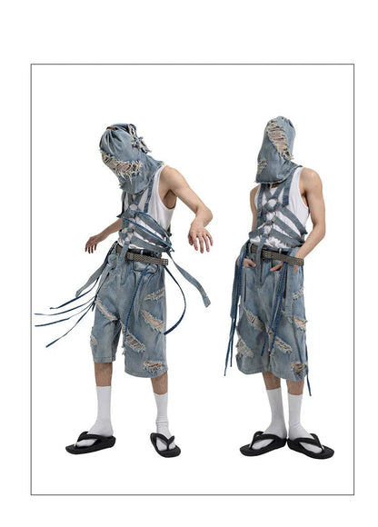 Dnd4des Distressed Denim Bermuda Shorts