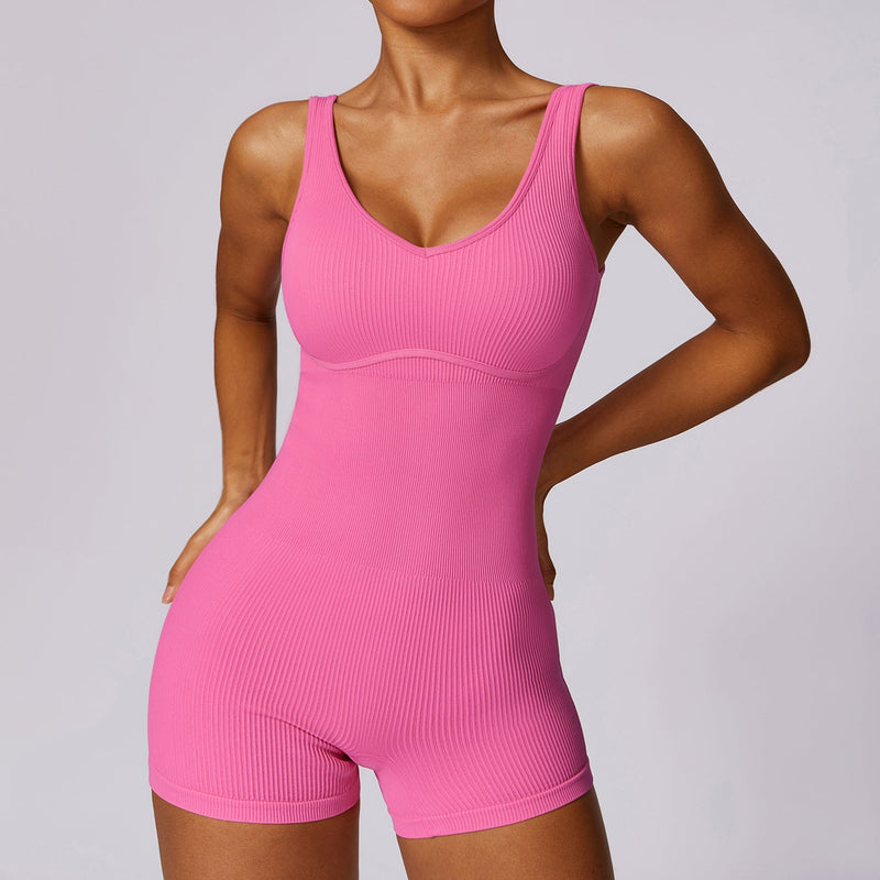 High Strength Beauty Back Seamless Yoga Jumpsuit Thread Elastic Sports Tight Fitness One Piece
