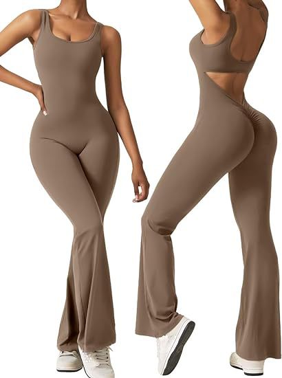 Sleeveless Flared Jumpsuit Backless Vest Tight Hip Lifting Yoga Jumpsuit