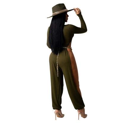 Clothing Open-leg Jumpsuit Color High-elastic Artificial Cotton Fabric Jumpsuit for