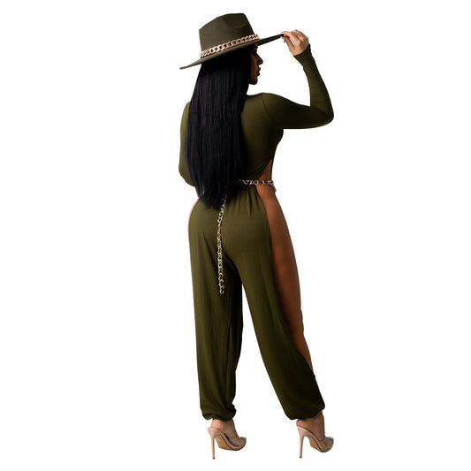 Clothing Open-leg Jumpsuit Color High-elastic Artificial Cotton Fabric Jumpsuit for