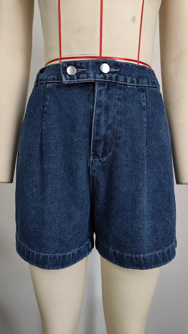 Clothing Summer Washed Sleeveless Denim Shorts Two Piece Sets