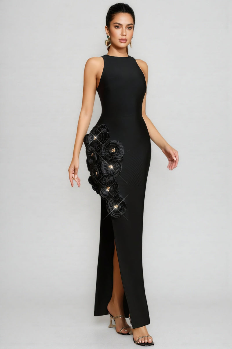 Noa Black 3d Bandage Maxi Dress