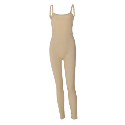 Clothing Summer Backless Slim Fit Color Sling Jumpsuit