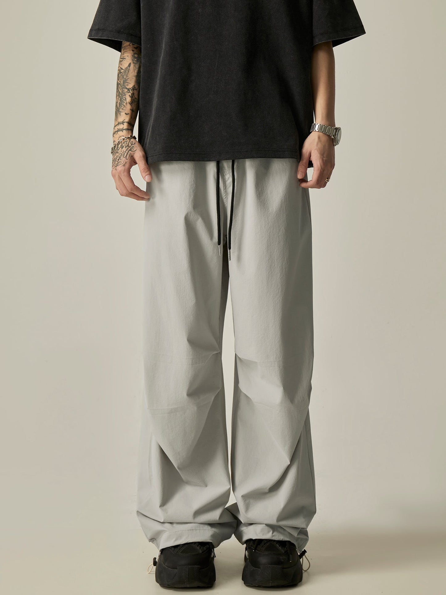 Gray Loose Drawstring Pants