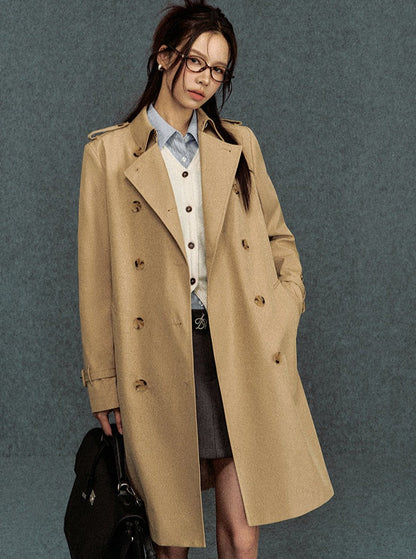 Classic Double-breasted Trench Coat: Belted Outerwear for