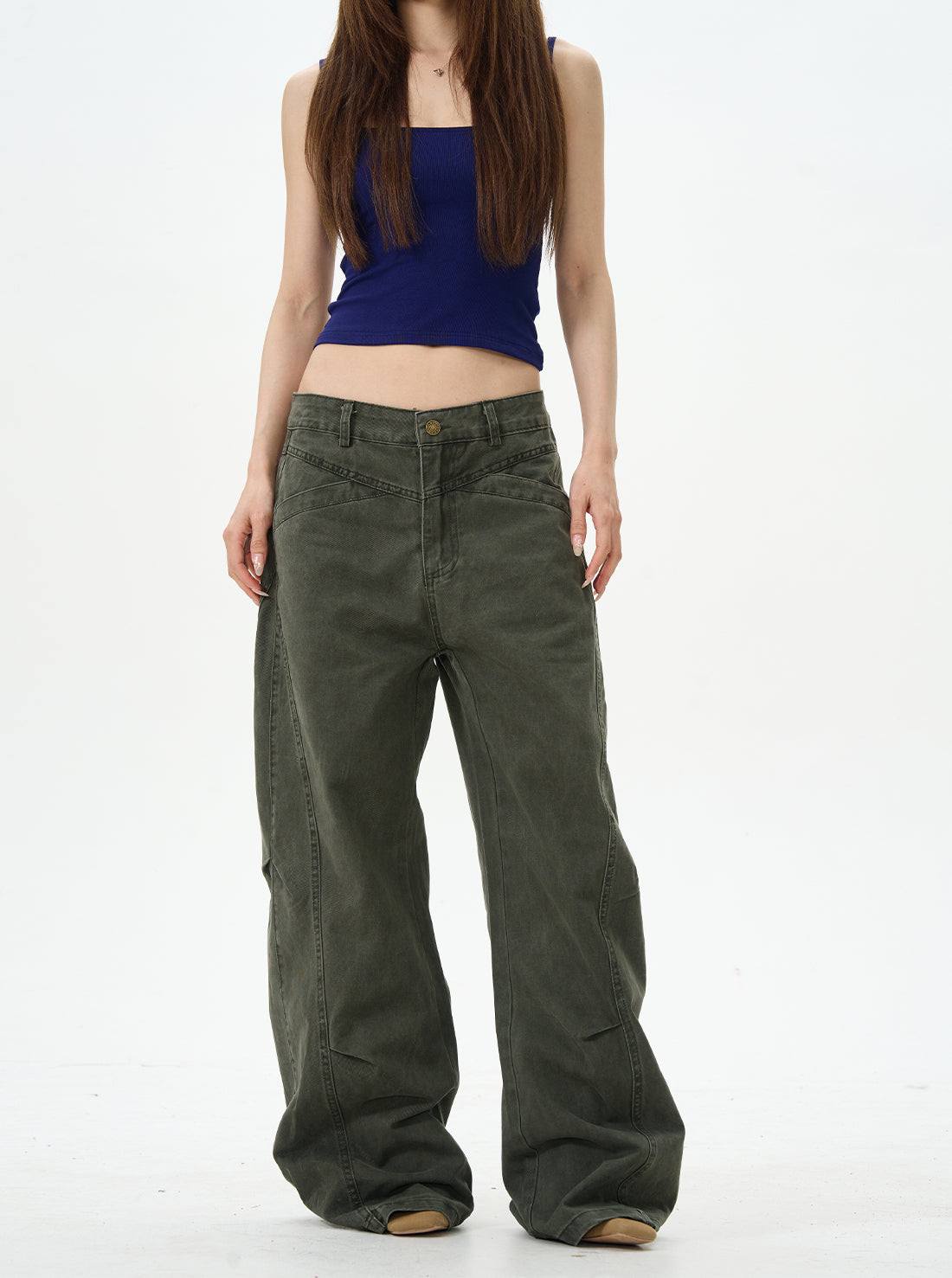 Olive Cargo Wide Leg Pants