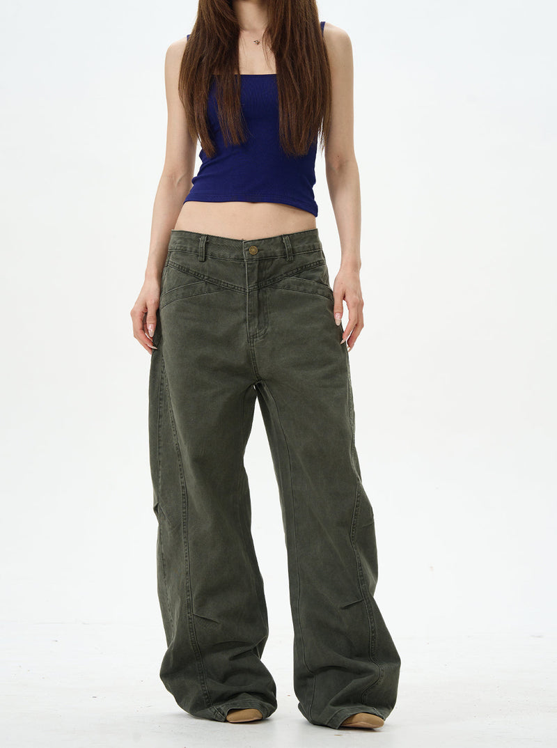 Olive Cargo Wide Leg Pants