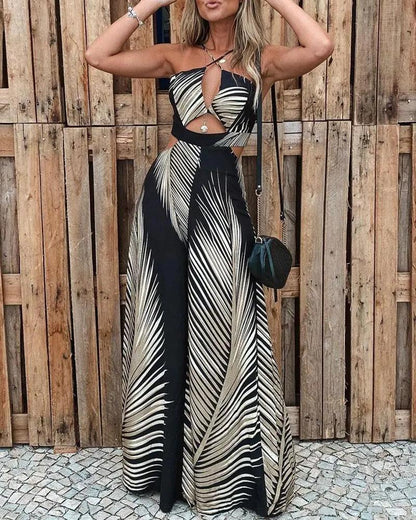 Summer Digital Printing Beach Jumpsuit