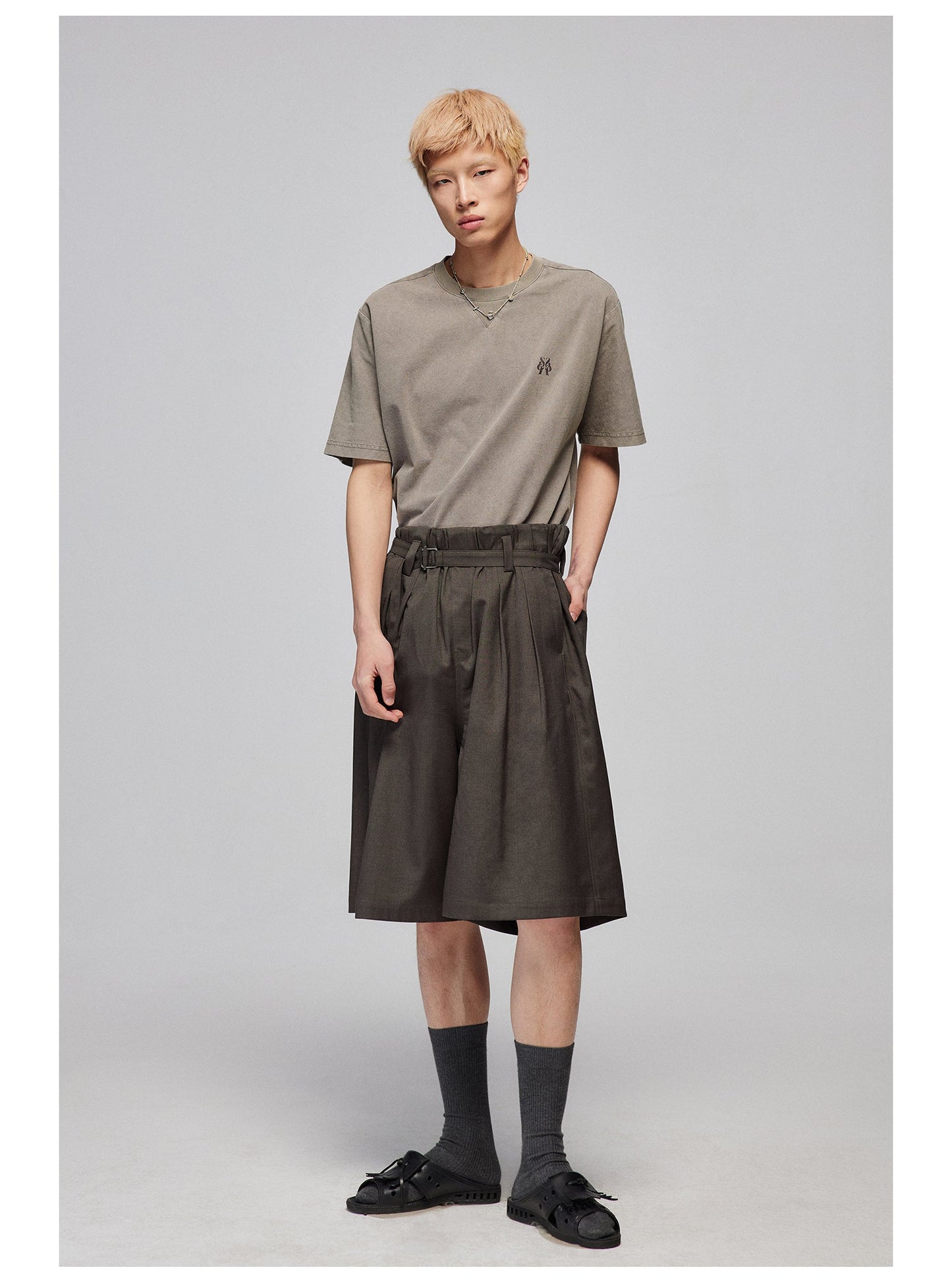 Pleated Bermuda Shorts With Belt