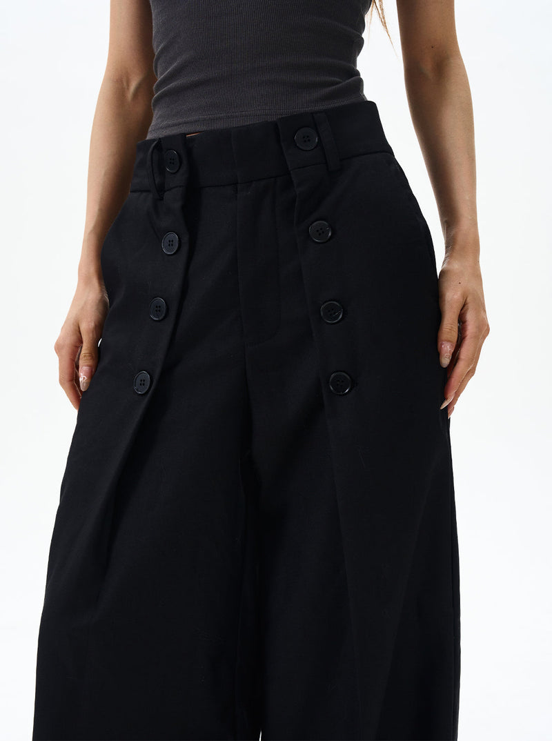 Black Oversized Cargo Wide Leg Pants